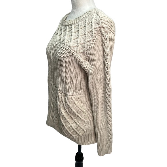 Yaya Cotton Beige Multi-Textured Pullover Sweater Size M - Picture 5 of 10